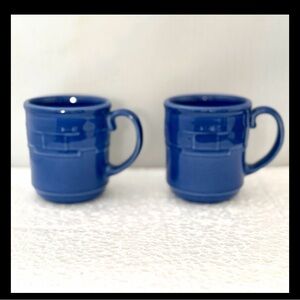 2 Longaberger Woven Traditions Coffee  Cups Pottery Cornflower Blue . 4.5 X 4.